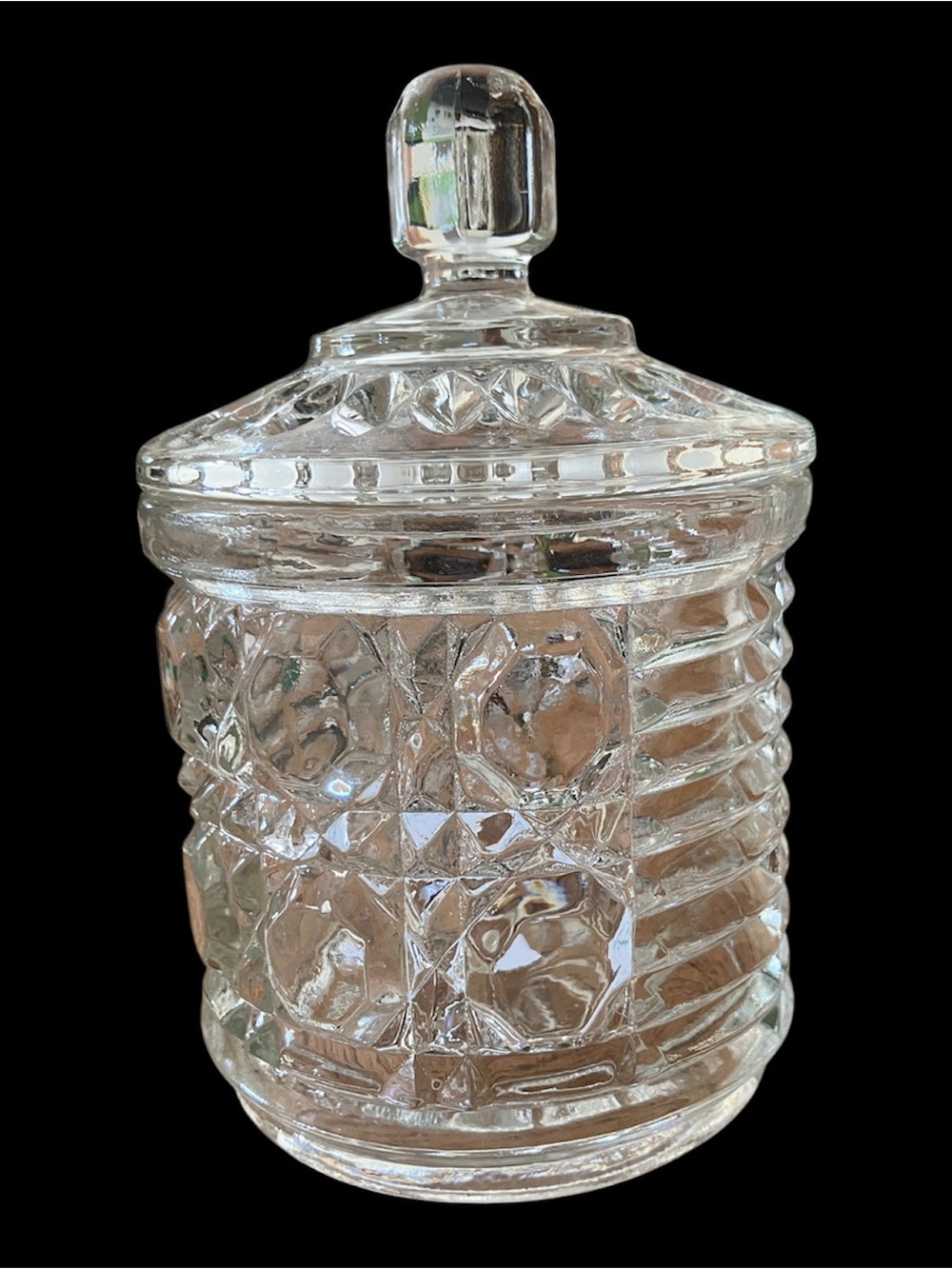 Federal Pressed Glass Covered Jar